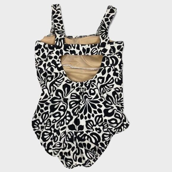 Lands' End Black & Ivory one-piece swimsuit size 10D - Picture 2 of 7